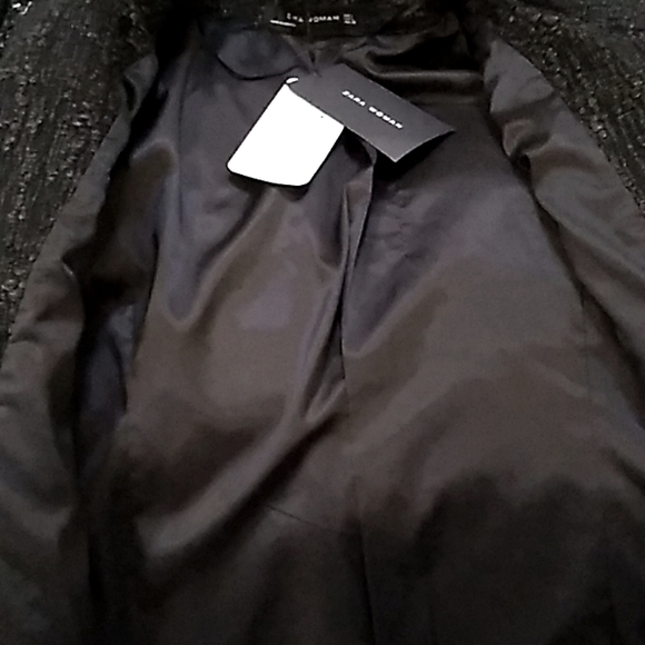 Zara Woman Black/Gray Distressed 4 Pocket Top Hook Lined Jacket. Sz Large. NWT - Picture 13 of 16